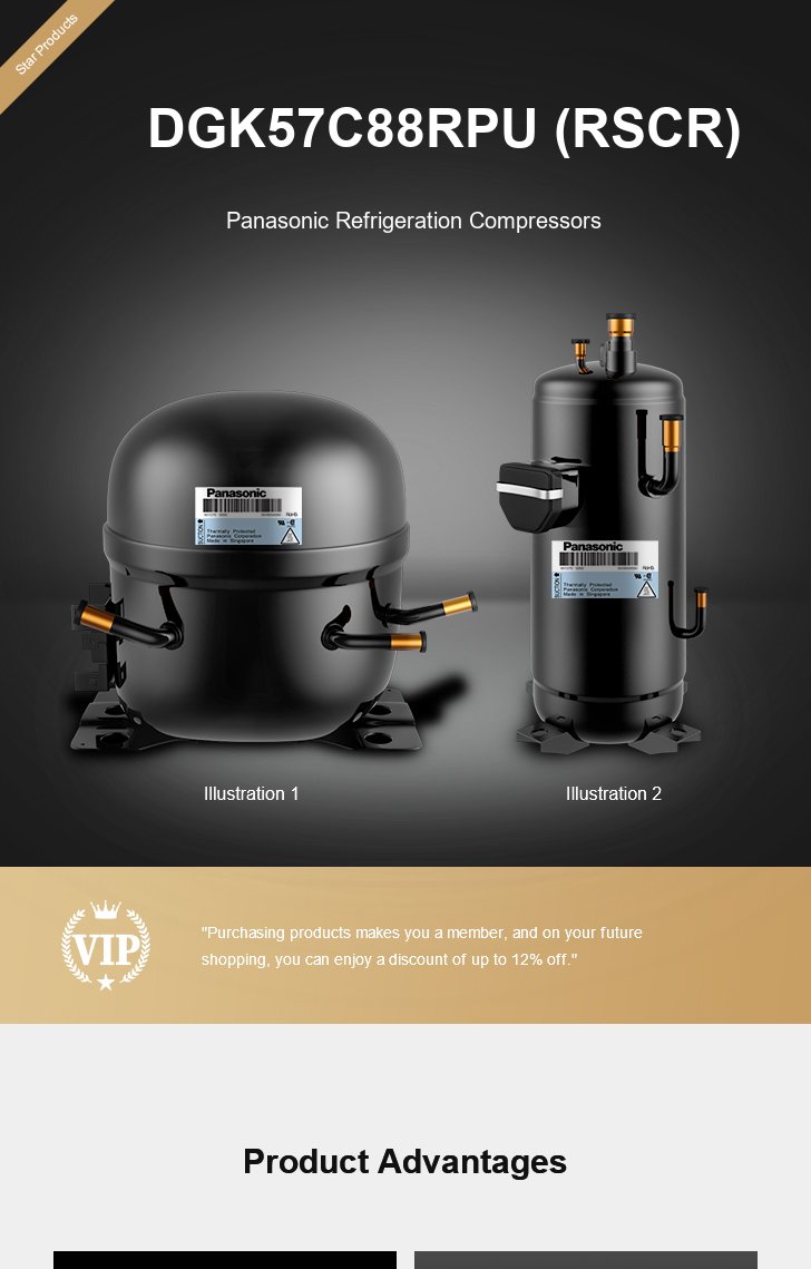Panasonic Compressor DGK57C88RPU (RSCR), technical parameters pdf, structure diagram
